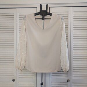 SHEIN sz: L. Cream Blouse w/Sheer-det.Longsleeves.